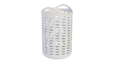 Plastik bir banyo sepetinin hafif arka planda 3 boyutlu görüntüsü. 3d hazırlayıcı.