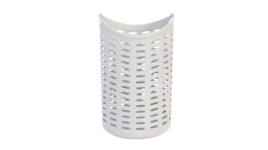 Plastik bir banyo sepetinin hafif arka planda 3 boyutlu görüntüsü. 3d hazırlayıcı.