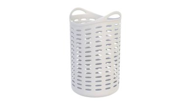 Plastik bir banyo sepetinin hafif arka planda 3 boyutlu görüntüsü. 3d hazırlayıcı.