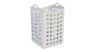 Plastik bir banyo sepetinin hafif arka planda 3 boyutlu görüntüsü. 3d hazırlayıcı.