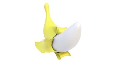 Hafif arka planda plastik bir muzun 3 boyutlu görüntüsü. 3 Boyutlu Hazırlama.