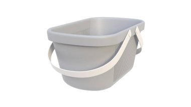 Plastik bir banyo sepetinin hafif arka planda 3 boyutlu görüntüsü. 3d hazırlayıcı.