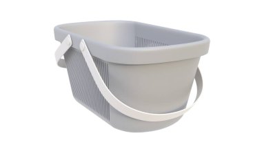Plastik bir banyo sepetinin hafif arka planda 3 boyutlu görüntüsü. 3d hazırlayıcı.