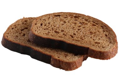 Beyaz arka planda izole edilmiş çavdar ekmeği dilimleri.