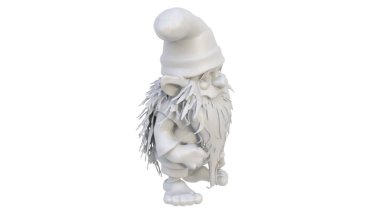 Beyaz bir arkaplanda 3 boyutlu beyaz bir aslan tasviri