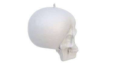 Beyaz arkaplanda insan kafatası.