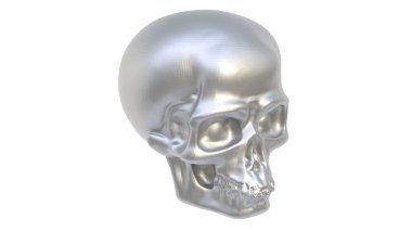 İnsan kafatası beyaza izole edilmiş. 3d illüstrasyon
