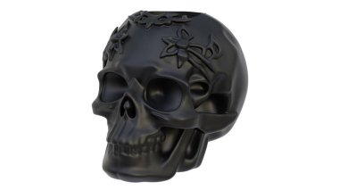 Dekoratif soyut kafatasının ışık arka planında 3 boyutlu canlandırması. 3d hazırlayıcı.