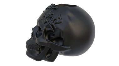 Dekoratif soyut kafatasının ışık arka planında 3 boyutlu canlandırması. 3d hazırlayıcı.