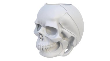 Dekoratif soyut kafatasının ışık arka planında 3 boyutlu canlandırması. 3d hazırlayıcı.