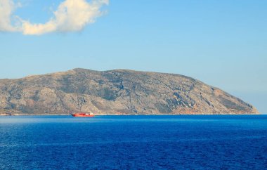 sea view, Greece Islands, sea, open sea, island, blue sky, blue sea, smooth sea, sunny day, clowds clipart