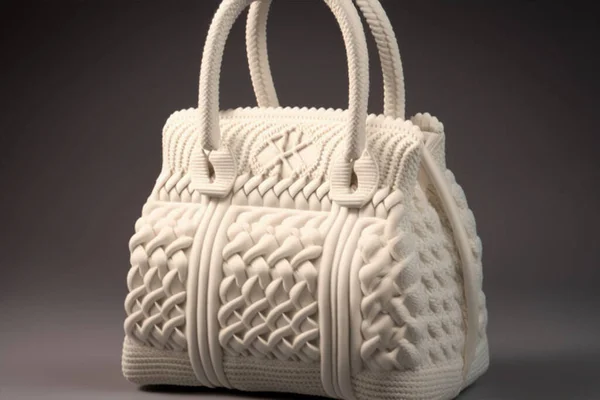 beautiful, white knitted bag, handmade