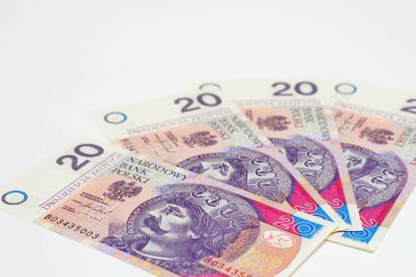 Polonya banknotları arka planda zoty yakın plan