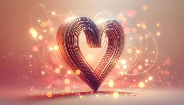 Big heart in Abstract delicate festive background for valentine or wedding of bokeh lights,blurred spots of pink, white on a soft pink background, using heart shapes in color peach fuzz.