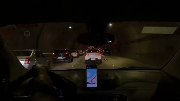 Upływ Czasu Widziany Wnętrza Samochodu Tunelu Prefekta Marcello Alencara Znanym — Wideo stockowe