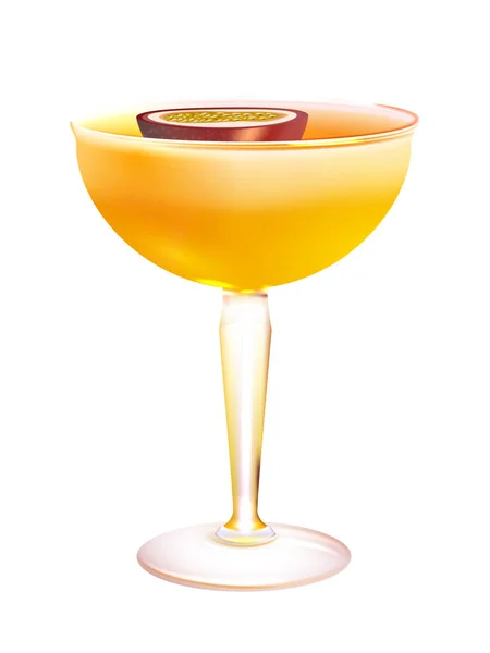 Cocktail Martini Pornstar Dans Verre Coupé Avec Fond Isolé Dans — Image vectorielle