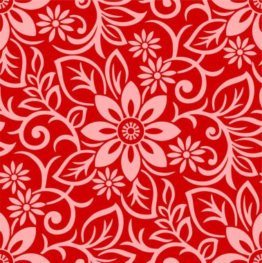 Kırmızı çiçek pürüzsüz vektör deseni / Kırmızı çiçek pürüzsüz vektör deseni