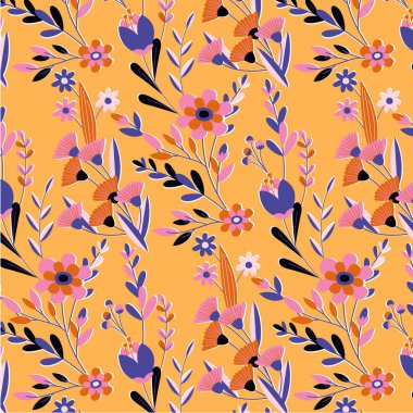 Turuncu çiçek pürüzsüz desen vektörü