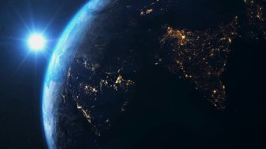 Güneşli dünya gezegeni. Bu görüntünün unsurları Nasa tarafından desteklenmektedir
