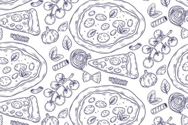 El Çizimi Pizza İllüstrasyon Vektörü