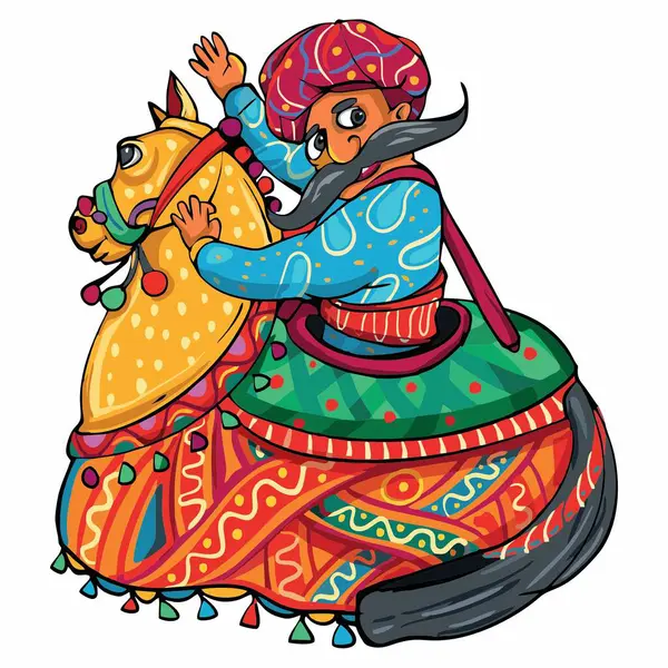 Rajasthani Geleneksel Halk Dansı İllüstrasyonu