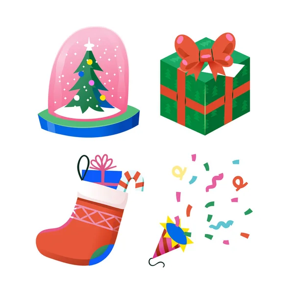 收集图片 为圣诞节和寒假制作请贴和贺卡 孤立的矢量装饰 礼物和弹弓 玩具和礼物 免版税图库矢量图片