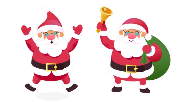 상황에 산타에요 크리스마스 산타의 기부가 종소리를 있습니다 즐거운 산타클로스와 로열티 프리 스톡 일러스트레이션