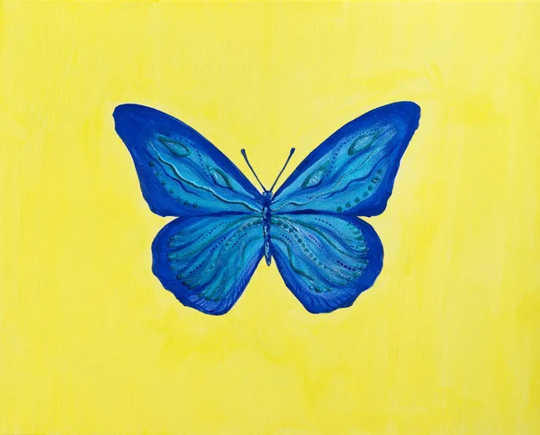Художественная Живопись Желтая Голубая Бабочка Патриоты Украины Картина Содержит Интересную — стоковое фото