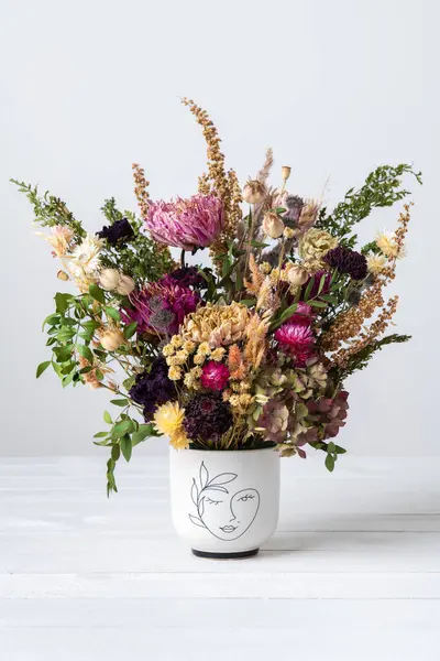 Dried Flowers Arrangement Sustainable Floristry Home Decor Dried Flowers — Stock Photo, Image