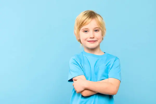Happy Young Caucasian Boy Casual Outfit Smiling Arms Crossed Isolated Royalty Free Stock Images