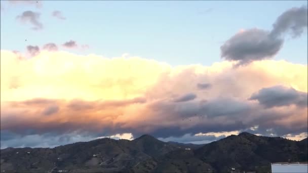 Nuvens Tempestade Sobre Vale Andaluzia Nuvens Dramáticas Borbulhando Sobre Guadalhorce — Vídeo de Stock