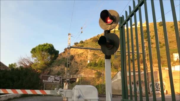 Železniční Úrovňový Přejezd Překážkami Alora Španělsko — Stock video
