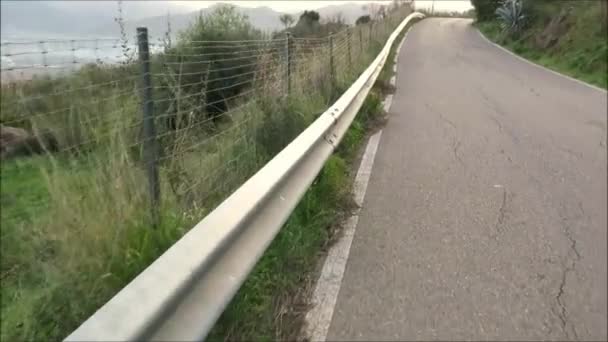 Crash Barrier Rural Road Wire Fence Crash Barrier Country Road — Stock Video