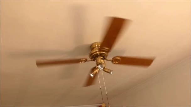 在安达卢西亚的家中 四个叶顶风扇在炎热的秋日里运行 安达卢西亚家中的四个叶顶扇在炎热的秋天里运行 — 图库视频影像