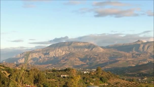 Colinas Onduladas Sol Andaluz Outono Visto Sobre Cerca Arame Colinas — Vídeo de Stock