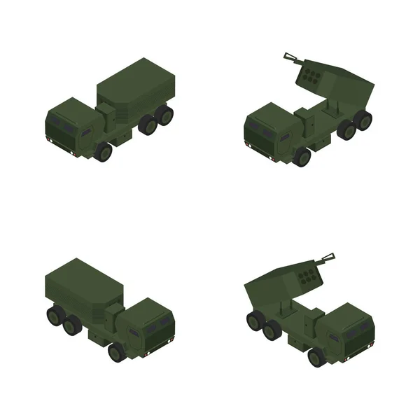 Système Missiles Artillerie Très Mobile Style Isométrique Plat — Image vectorielle