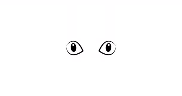 Ослепляющие Желтые Глаза Кошки Темноте Плоская Анимация — стоковое видео