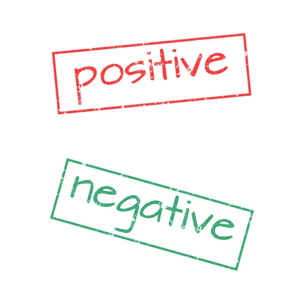 Set Rectangular Stamps Negative Positive Result White Background Vector Illustration — Stock Vector