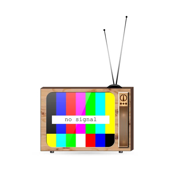 Ретро Телевизор Скринсейвера Сигнала Изолированный Белом Фоне Векторная Иллюстрация — стоковый вектор