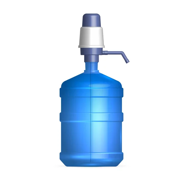 带有手泵的储水瓶隔离在白色底座上 正面视图 3D矢量图解 — 图库矢量图片