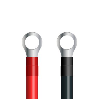 Beyaz arka planda izole edilmiş kablo taşıyıcıları var. 3B vektör illüstrasyonu, ön görünüm.