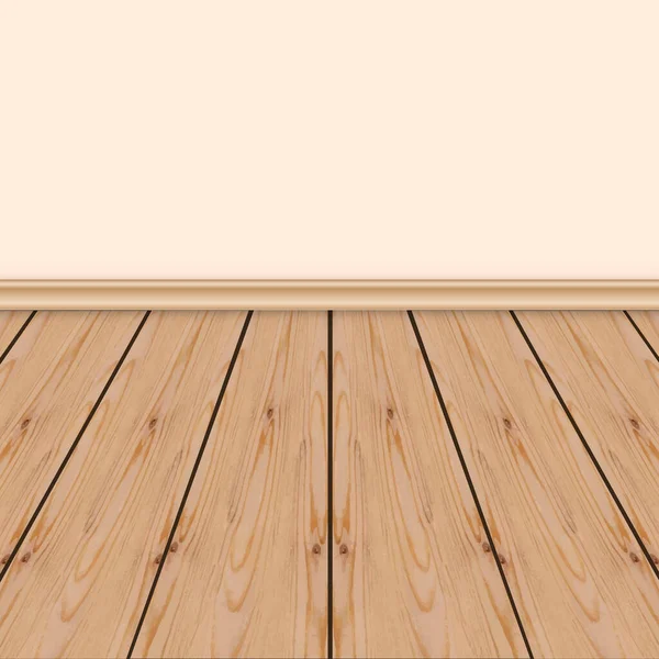 Trä Plankor Golvet Nära Väggen Med Sockel Vektor Illustration — Stock vektor