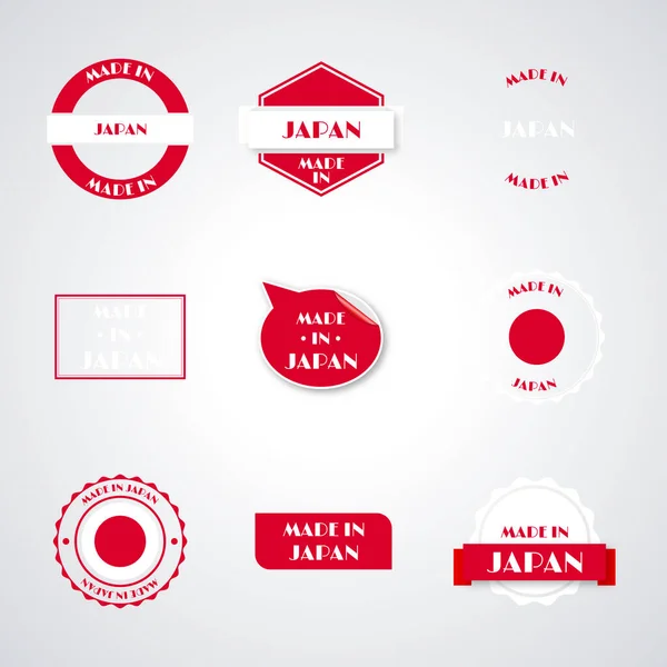 Zestaw Różnych Etykiet Made Japan Izolowanych Białym Tle Ilustracja Wektorowa — Wektor stockowy
