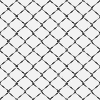 Kusursuz metal ağ dokusu, beyaz arka planda tel tel çit, vektör illüstrasyonu.