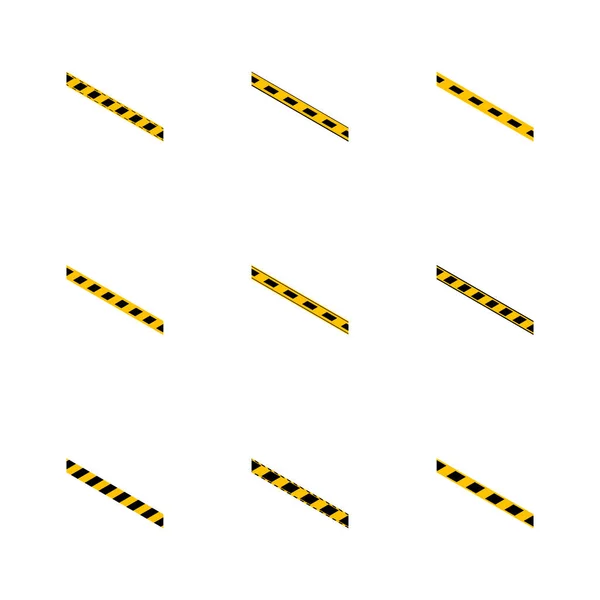 一组无缝的黄色和黑色警告带隔离在白色背景上 重建的设计要素 矢量说明 — 图库矢量图片