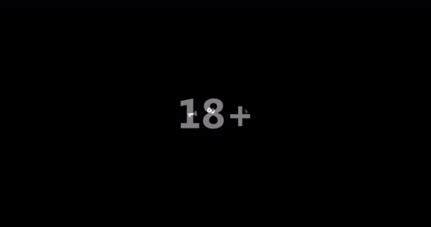 Age Limit Eighteen Sign Black Background Flat Animation — Vídeos de Stock