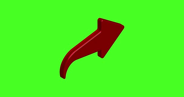 Czerwona Szklana Strzałka Animacja Zielonym Ekranie — Wideo stockowe