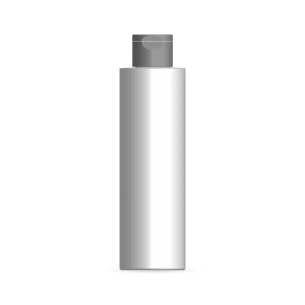 Bottiglia Shampoo Plastica Lucida Isolata Sfondo Bianco Vista Frontale Illustrazione — Vettoriale Stock