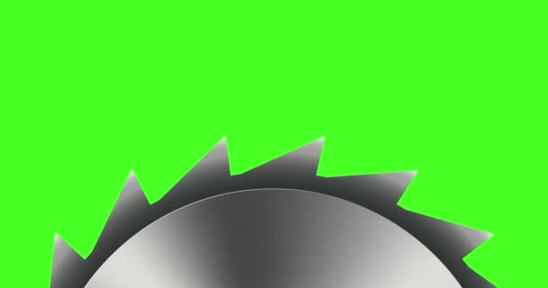 Вращение Стального Роторного Пильного Полотна Анимация Зеленом Экране — стоковое видео