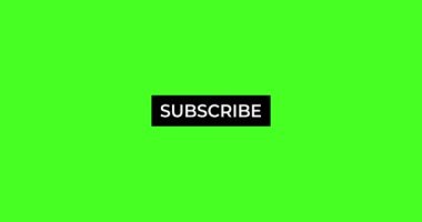 Sosyal ağlar ve video kanalları için düğmesi olan bir kanala üye olun. Yeşil ekranda düz 4K canlandırması.